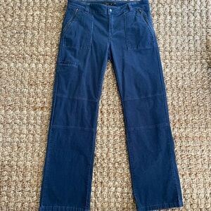 prAna Women’s Size 12 Blue Cap Corduroy Utility Pants Zip Pockets Stretch